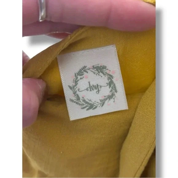 Ivy Chic Mustard Ruffle Sleeves Gathered Waist Cutout Tie Back Mini Dress - Picture 11 of 16